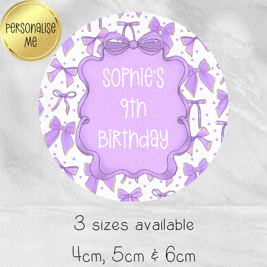 Purple Bow Themed Stickers - 8 Designs