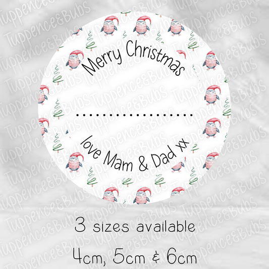 Christmas Themed Gift Labels - Penguins - Trees