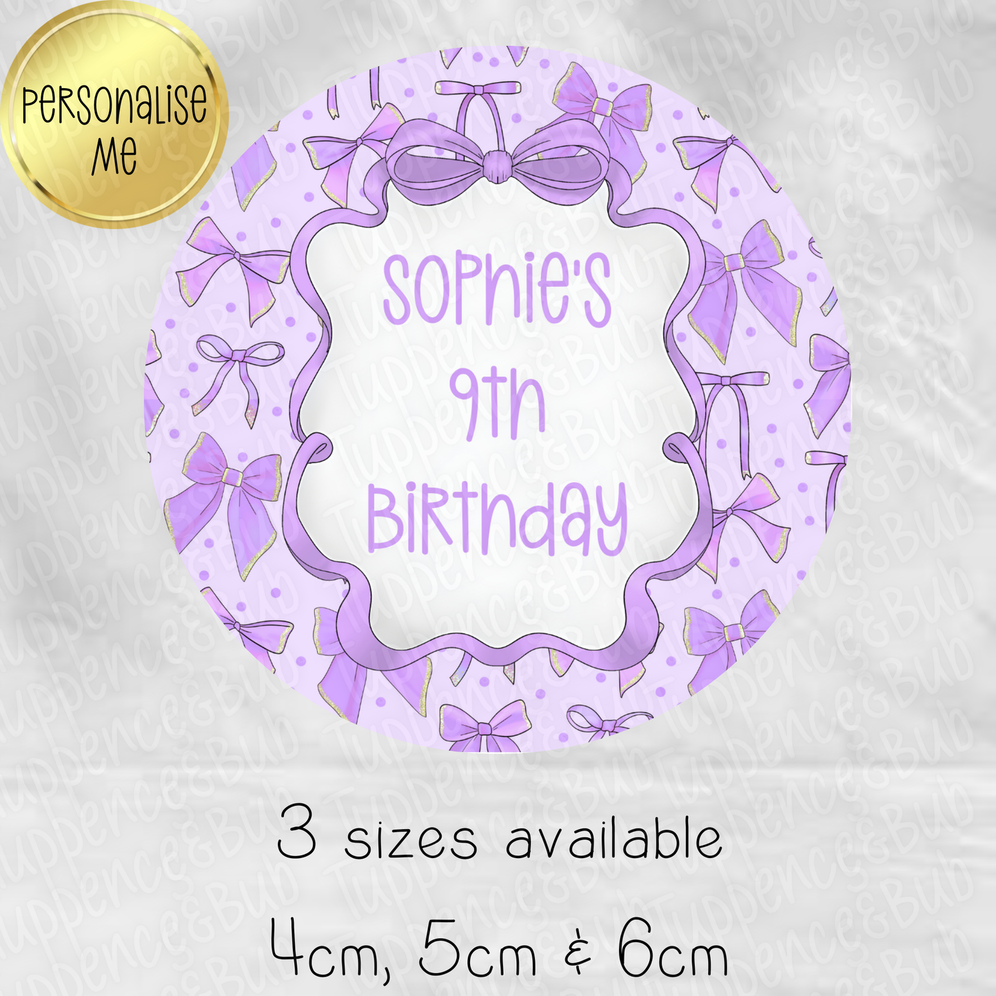 Purple Bow Themed Stickers - 8 Designs