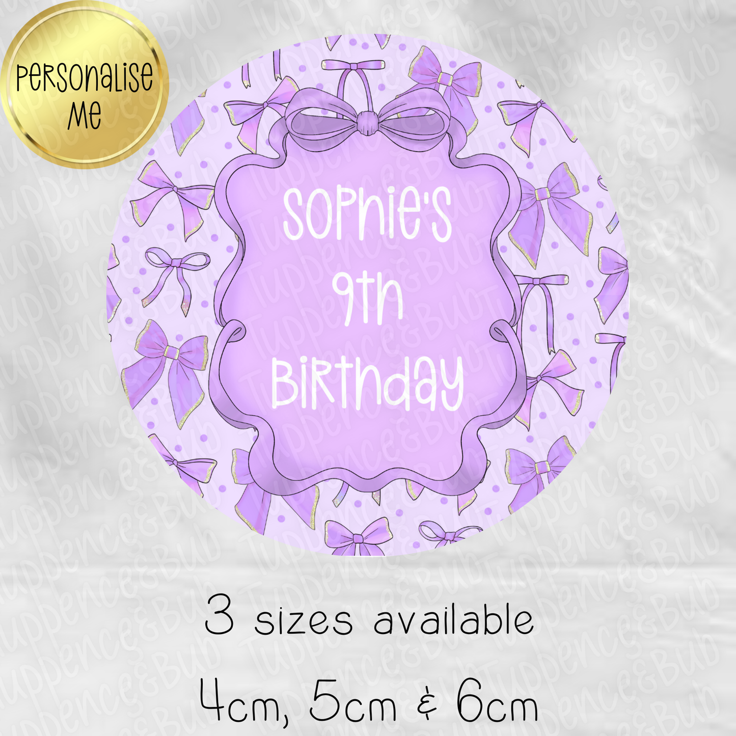 Purple Bow Themed Stickers - 8 Designs