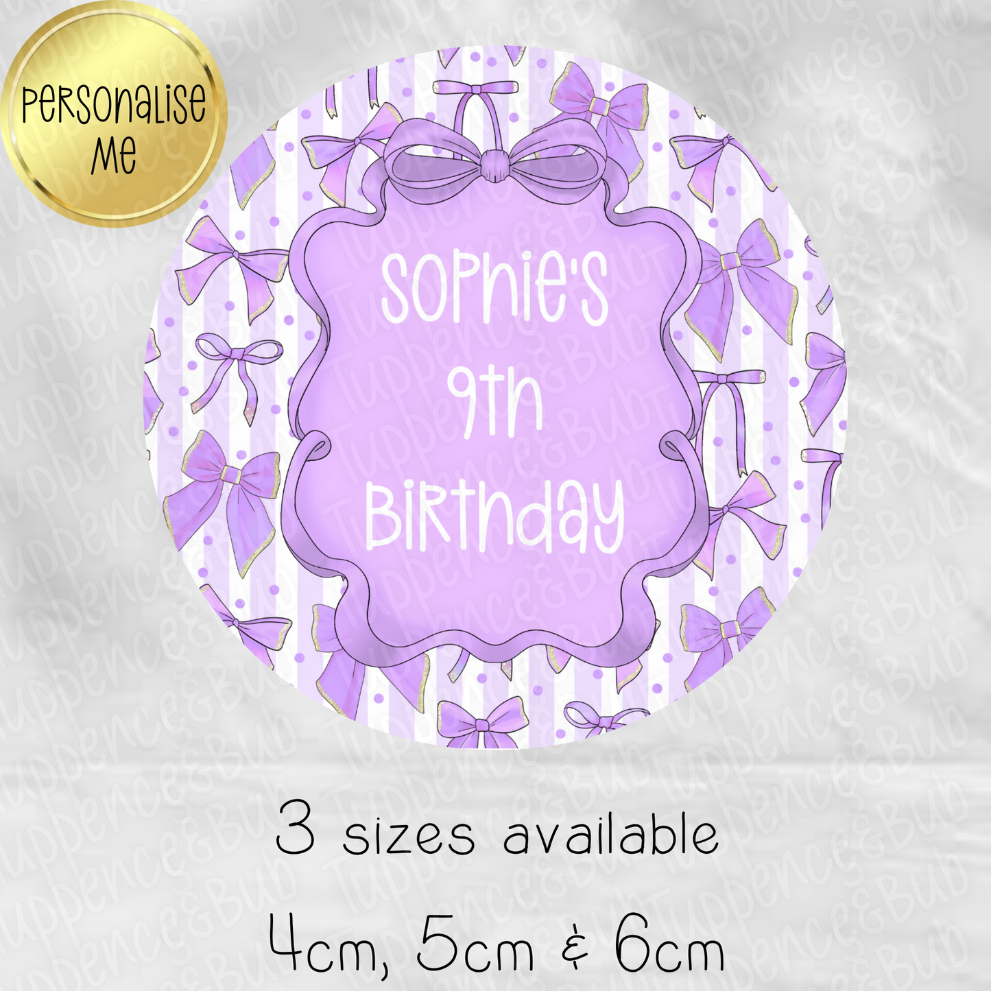 Purple Bow Themed Stickers - 8 Designs