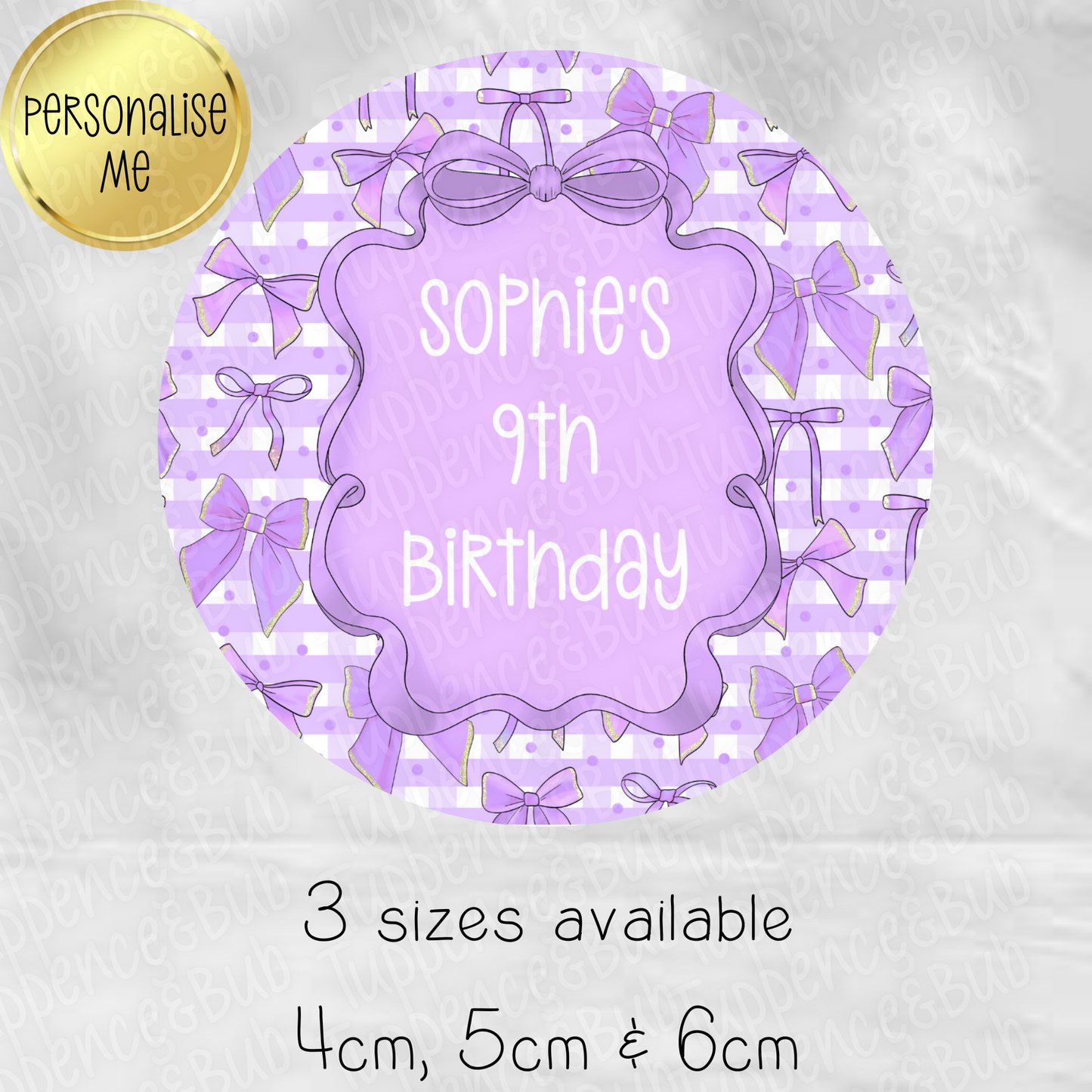 Purple Bow Themed Stickers - 8 Designs