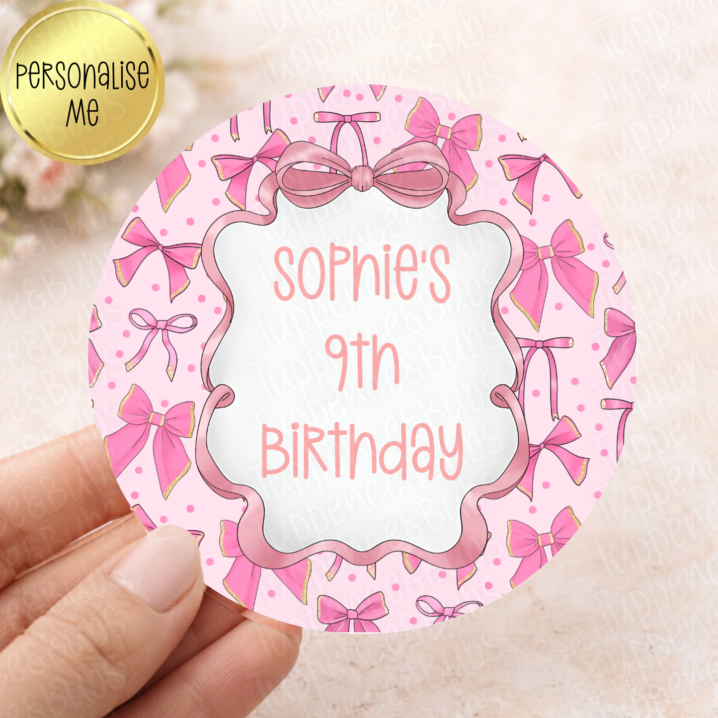 Pink Bow Themed Stickers