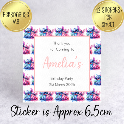 Stitch & Angel Themed, Square Stickers