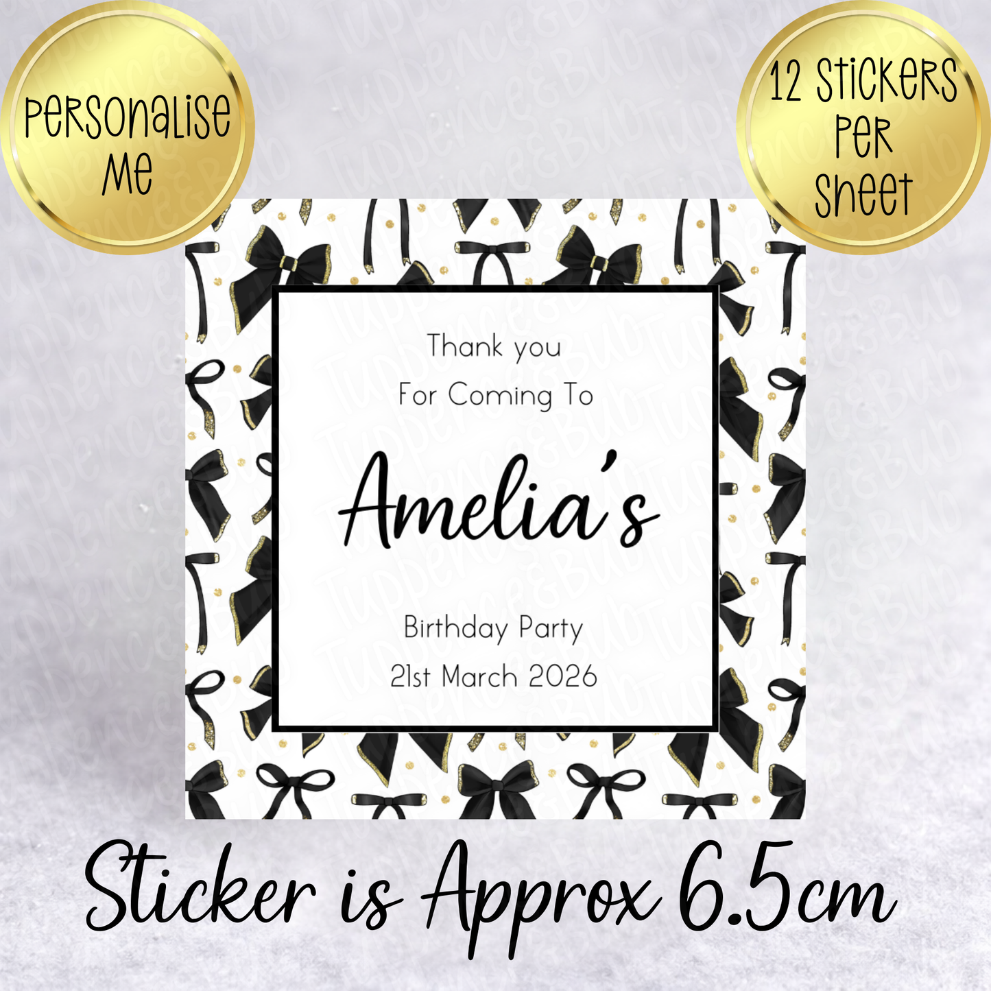 Bow Themed Sticker - Square