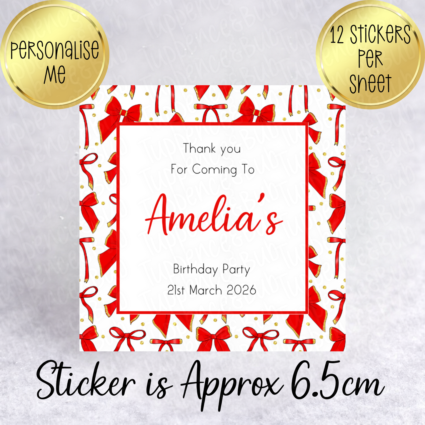 Bow Themed Sticker - Square