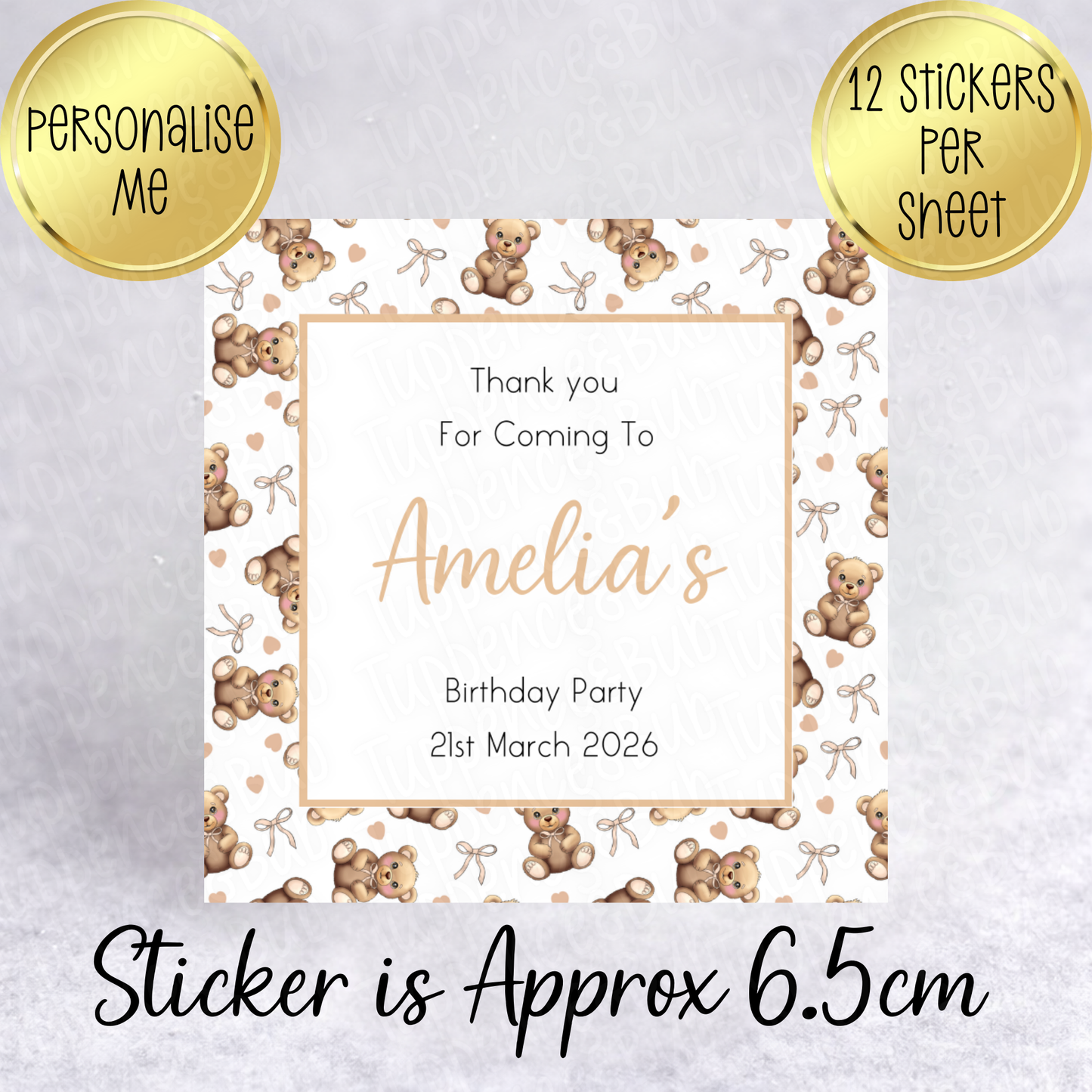 Bear Themed, Square Stickers