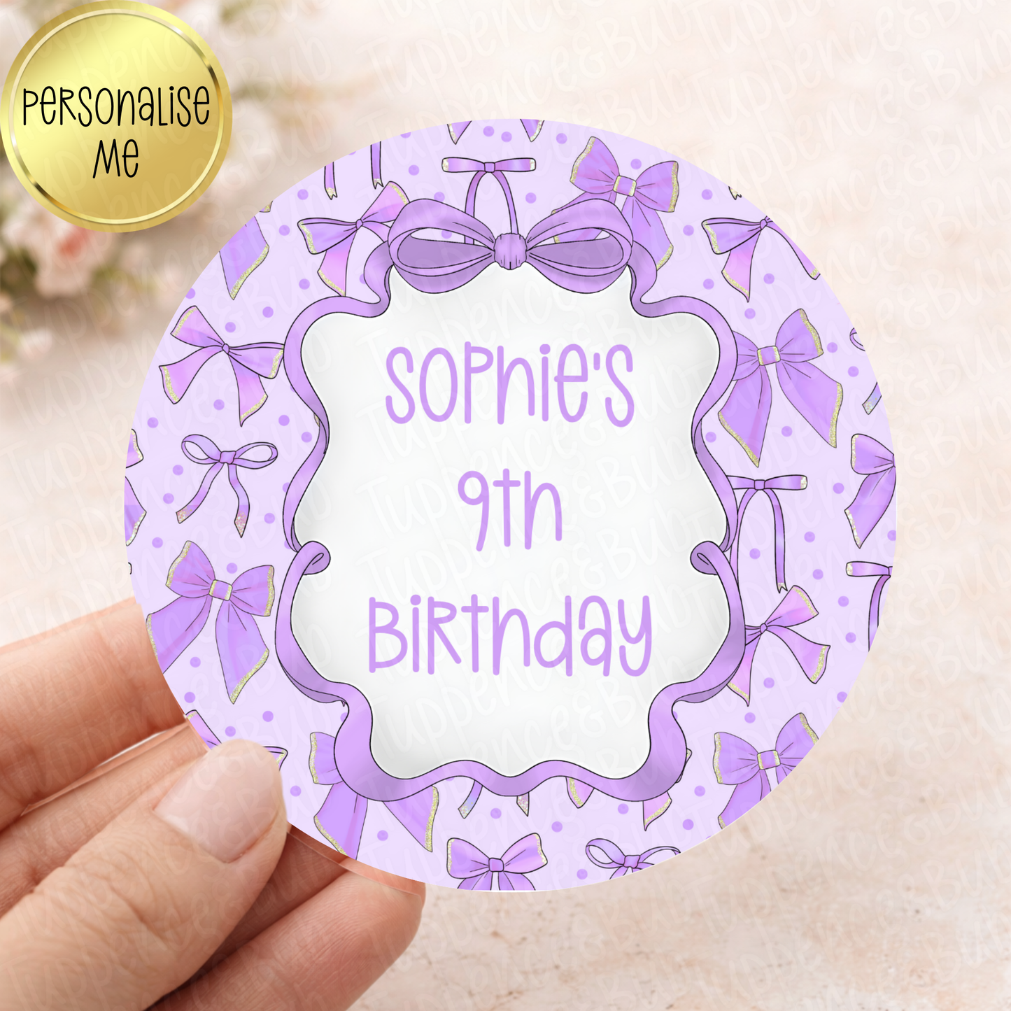 Purple Bow Themed Stickers - 8 Designs