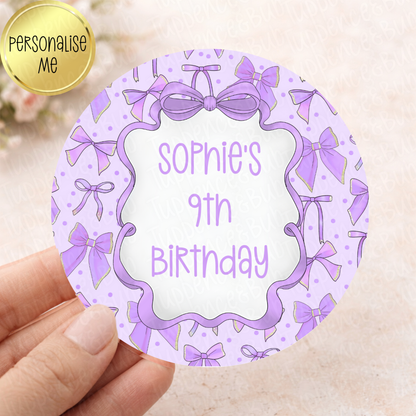 Purple Bow Themed Stickers - 8 Designs