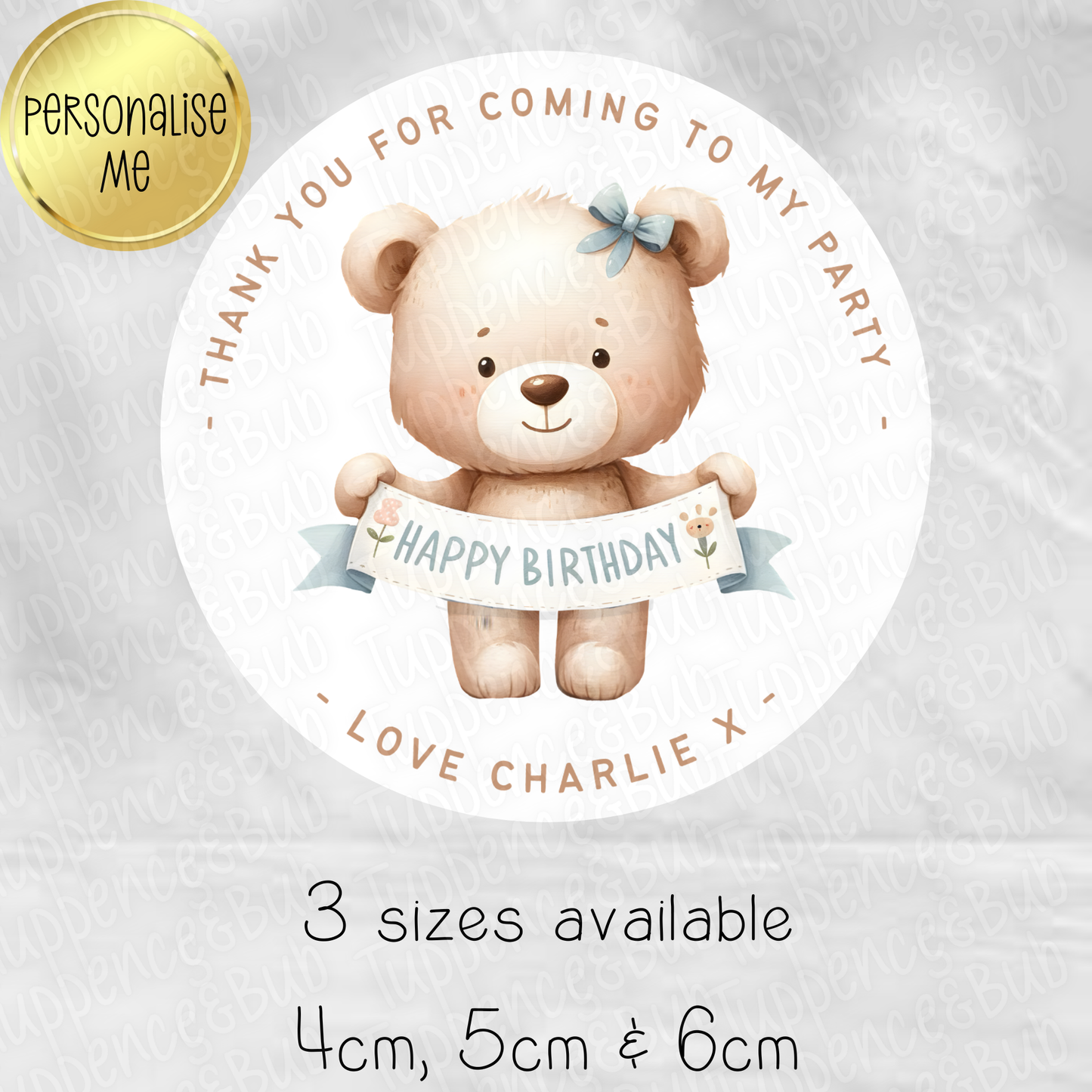 Birthday Bear Themed Stickers