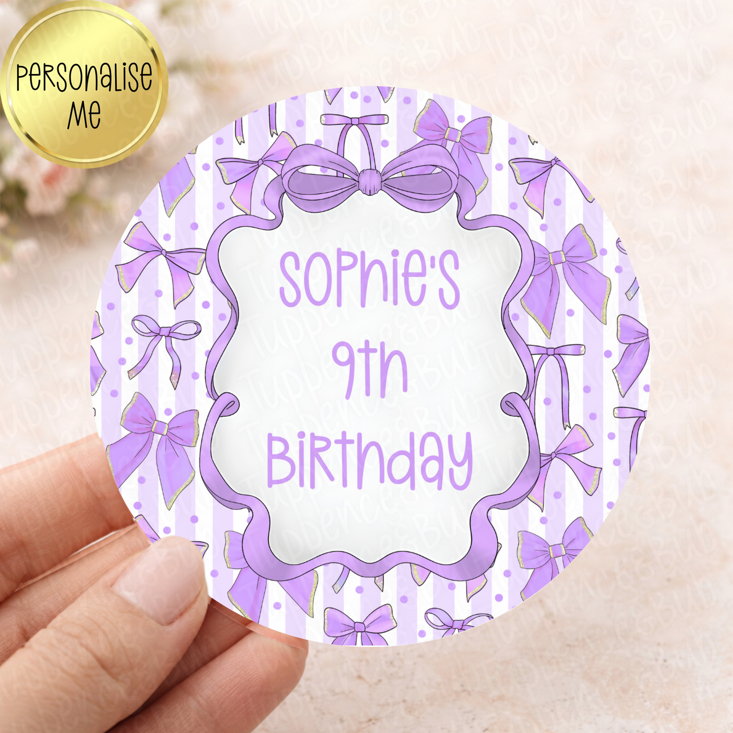 Purple Bow Themed Stickers - 8 Designs