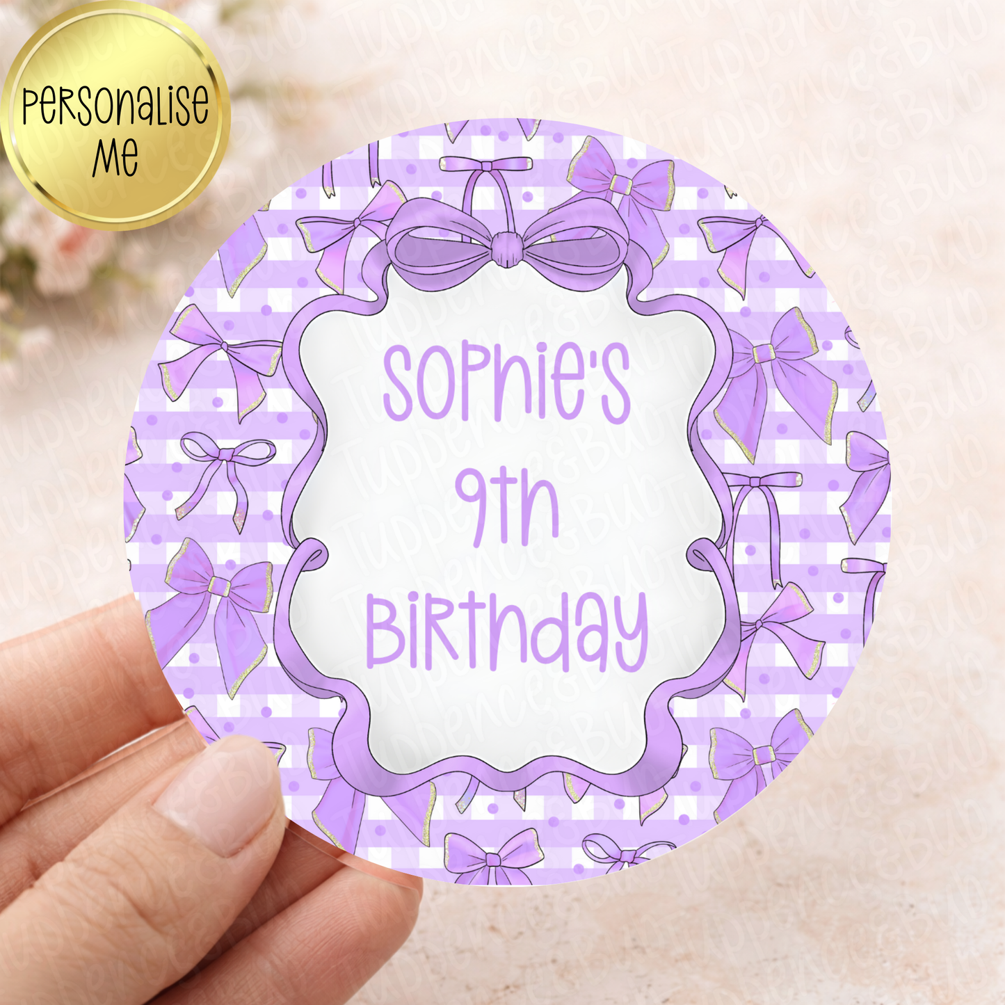 Purple Bow Themed Stickers - 8 Designs