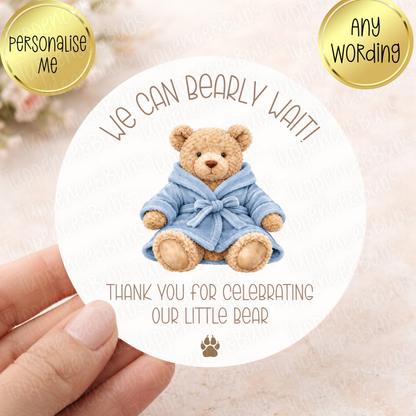Cuddle Bear Baby Stickers - Pink or Blue