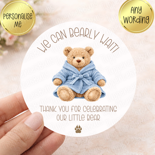 Cuddle Bear Baby Stickers - Pink or Blue