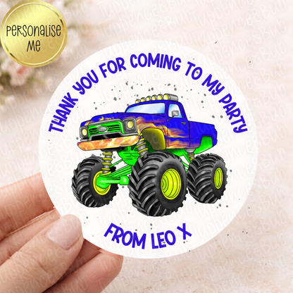 Monster Truck Inspired Party Stickers