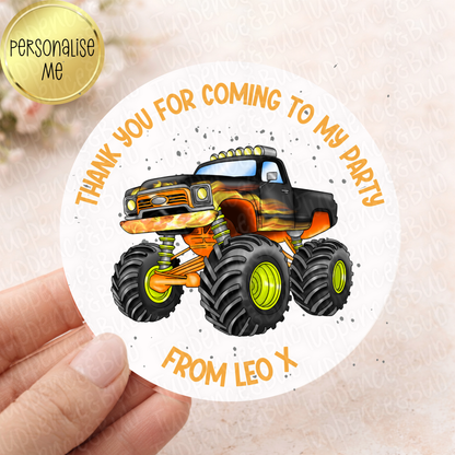 Monster Truck Inspired Party Stickers