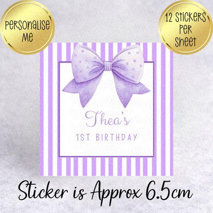 Pink/Purple Striped, Square Stickers