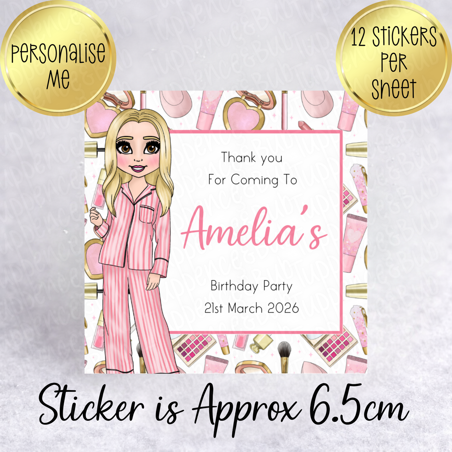 Pink Make Up Themed, Square Stickers