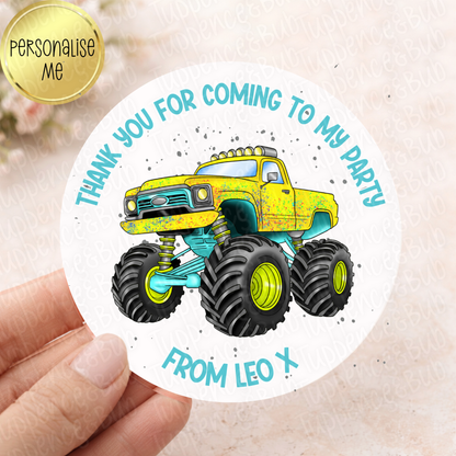 Monster Truck Inspired Party Stickers