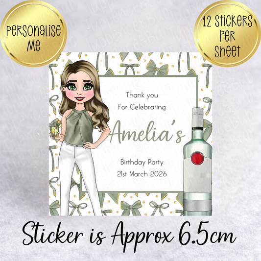 White Rum Themed Square Stickers