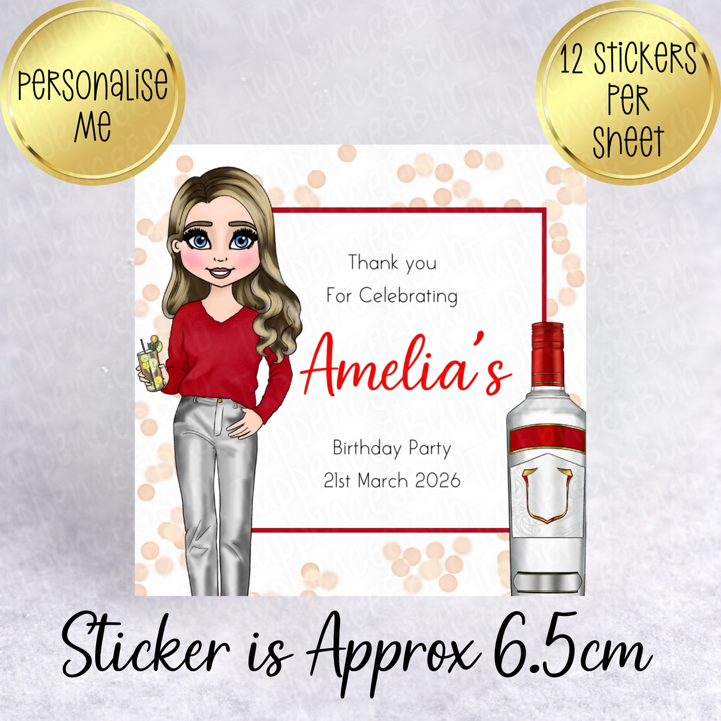 Vodka Themed Square Stickers