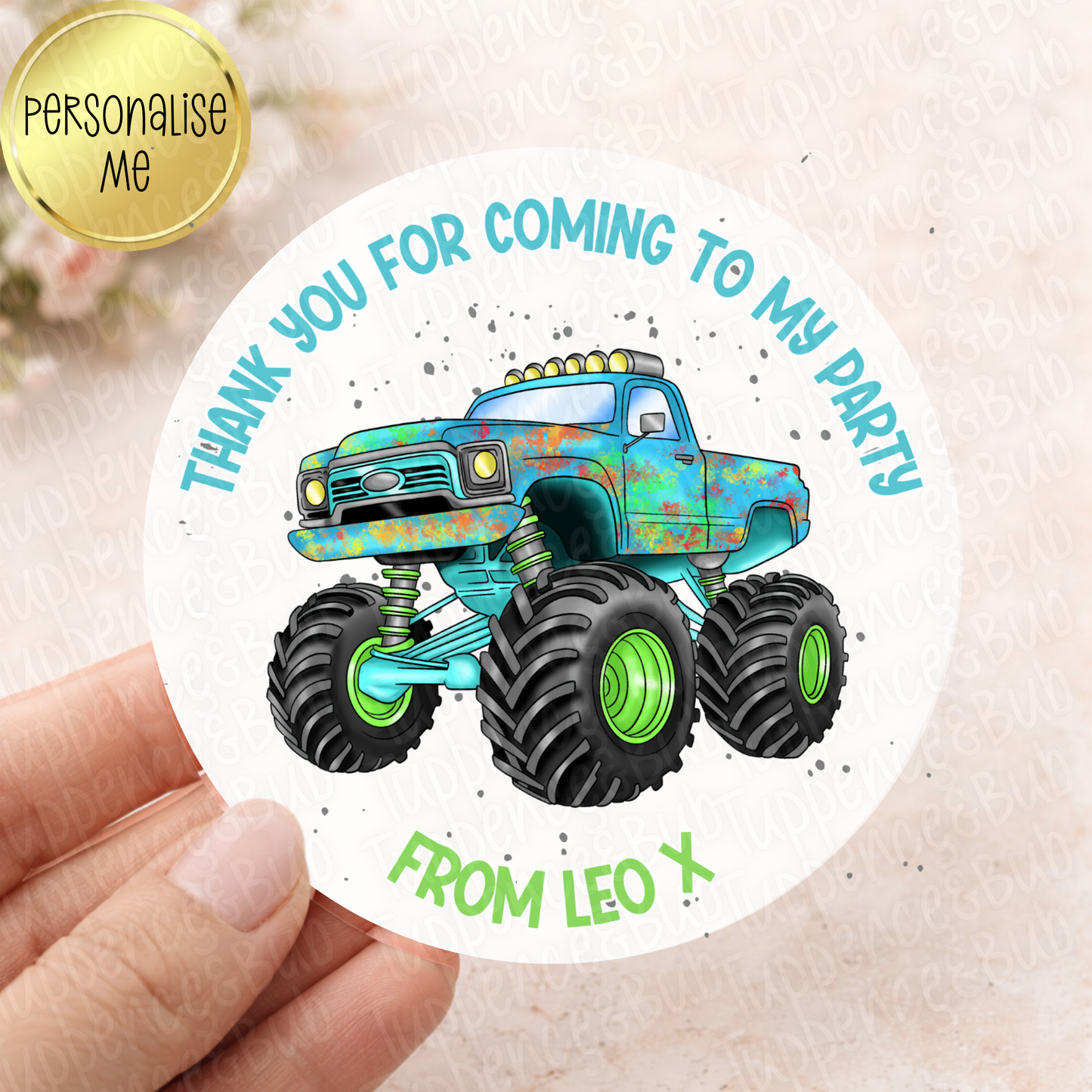 Monster Truck Inspired Party Stickers