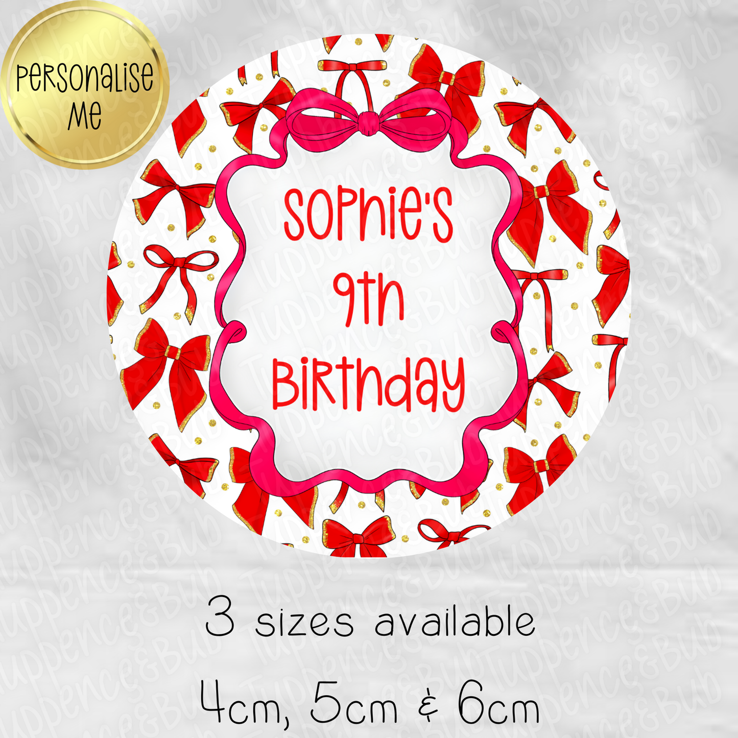 Red Bow Themed Stickers - 8 Designs