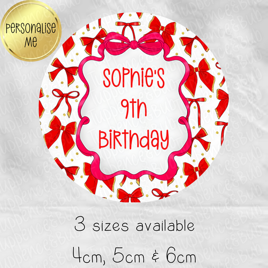 Red Bow Themed Stickers - 8 Designs