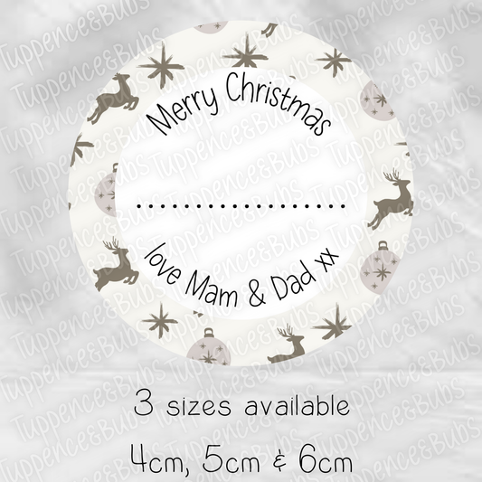 Taupe/Cream Themed Christmas Gift Label