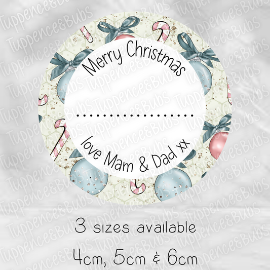Candy Cane/Bauble Themed Christmas Labels