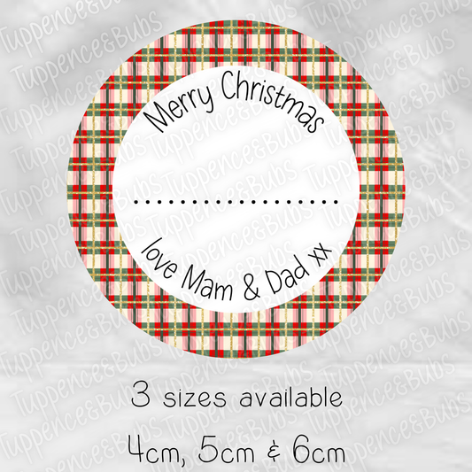 Christmas Tartan Themed Gift Labels