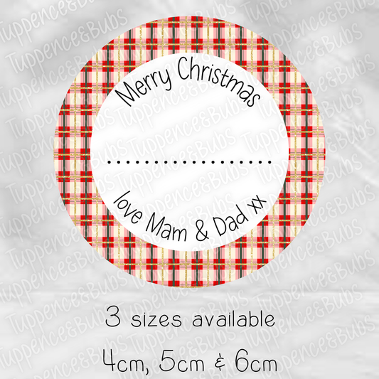 Christmas Tartan Themed Gift Labels