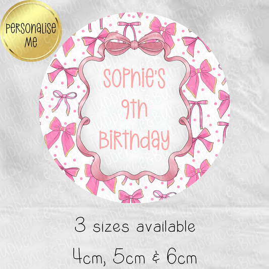 Pink Bow Themed Stickers - 8 Designs