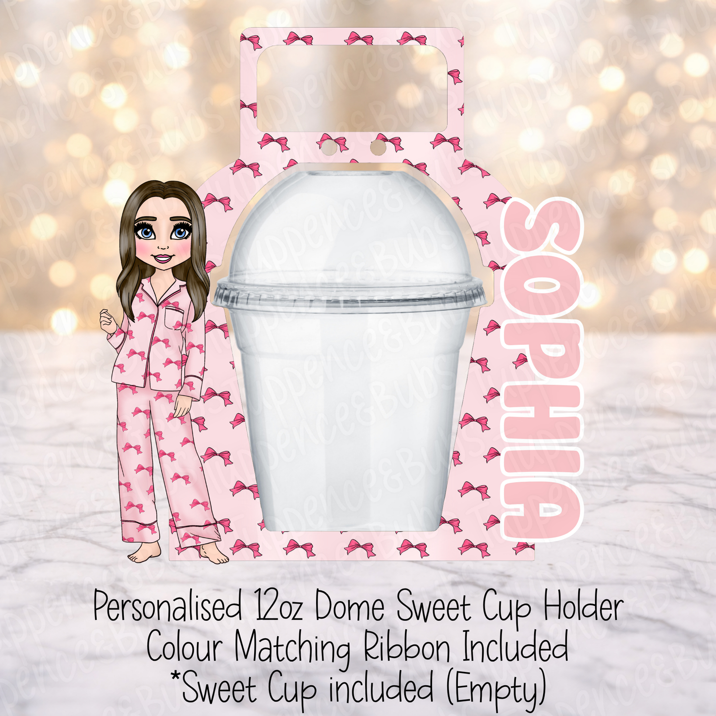 Pink Bow PJ Themed Sweet Holder