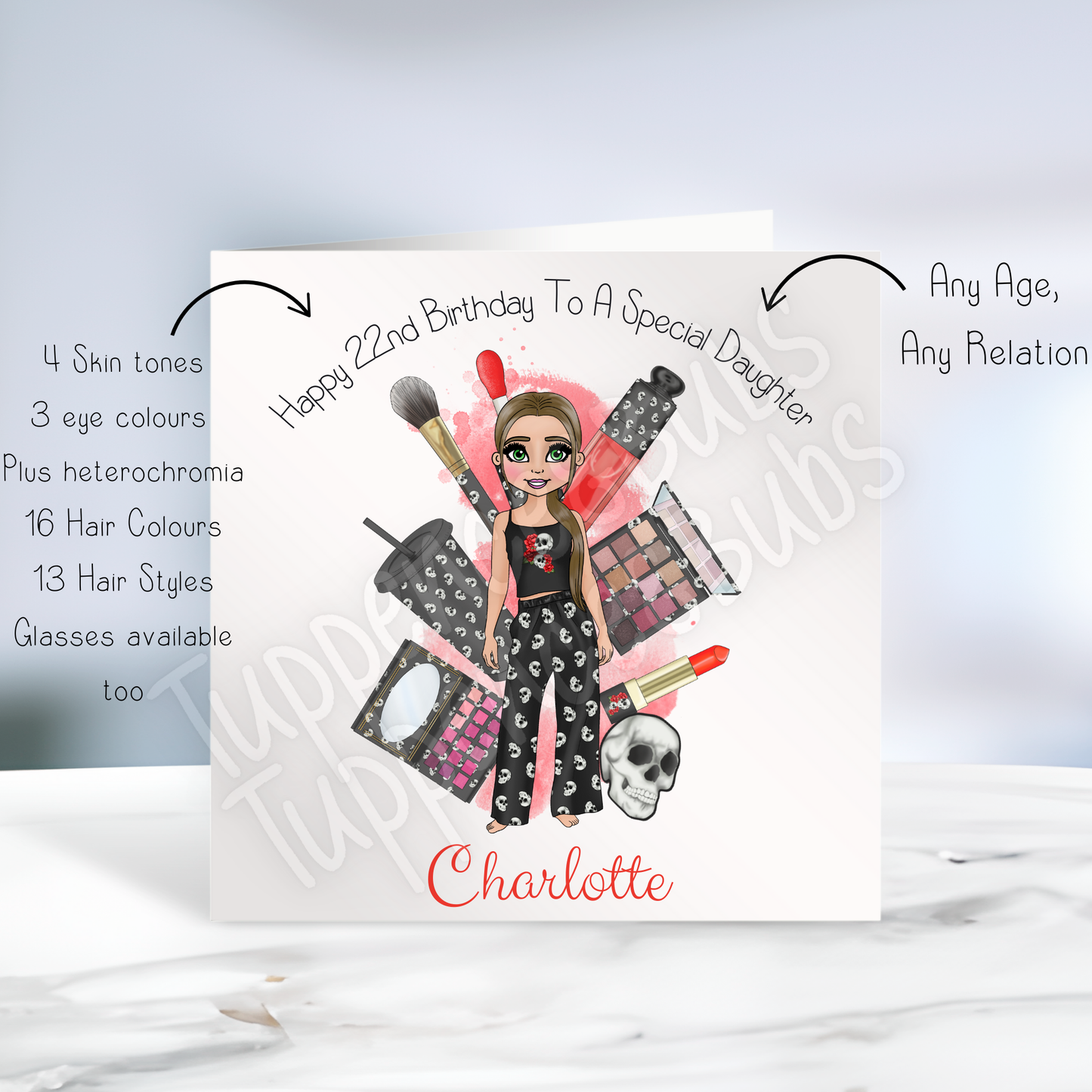 Skulls & Roses Beauty Inspired Birthday Card