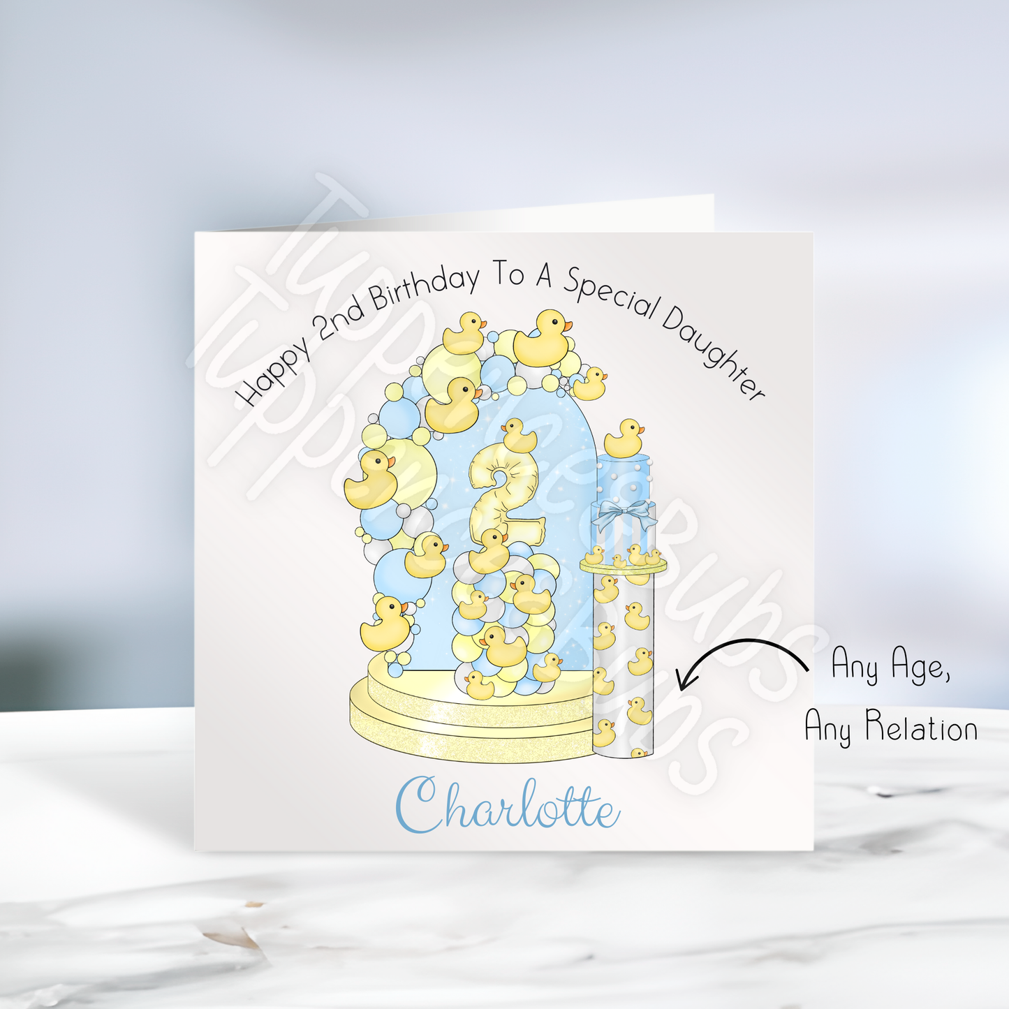 Little Duck Blue Themed Birthday Card