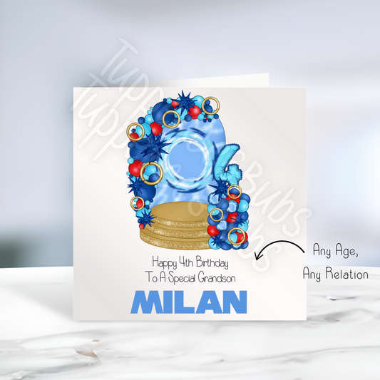 Blue Hedgehog Inspired Birthday Card