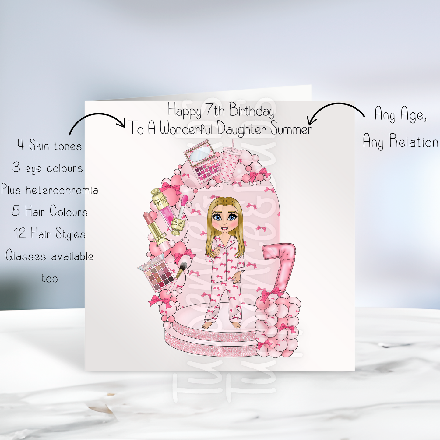 Toddler Pink Bow Themed Birthday Card