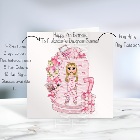 Toddler Pink Bow Themed Birthday Card