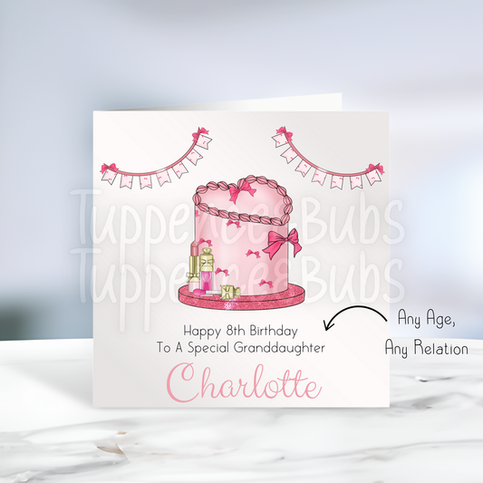 Pink Bow Themed Birthday Card