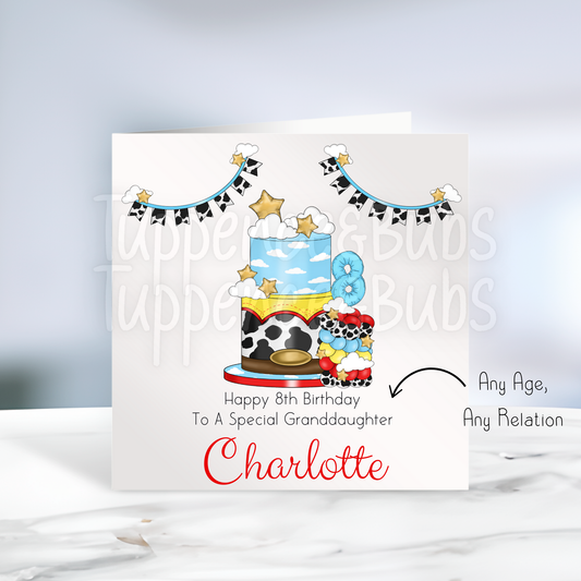 Cowboy Cake Themed Birthday Card