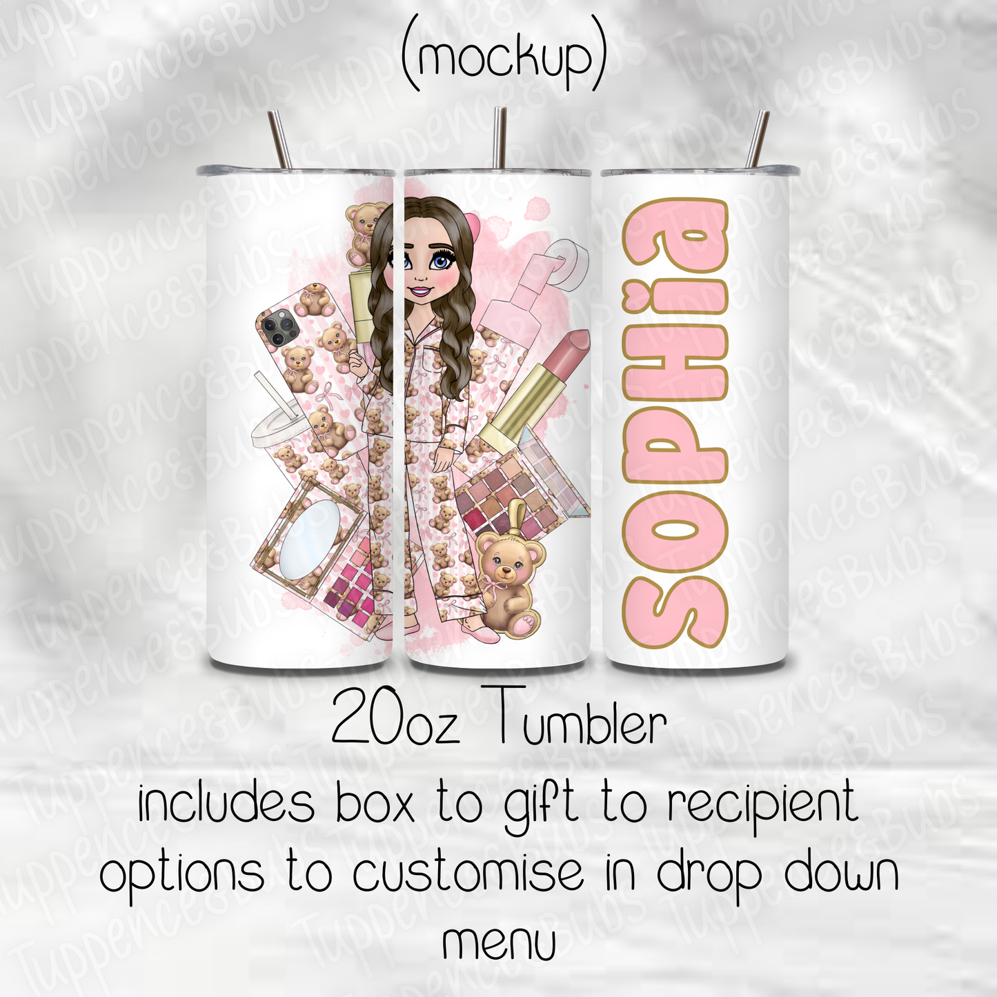 Bear PJ's Make Up Themed Tumbler