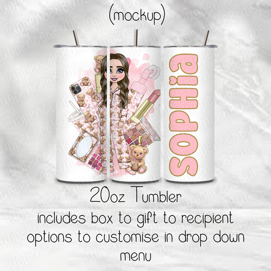 Bear PJ's Make Up Themed Tumbler