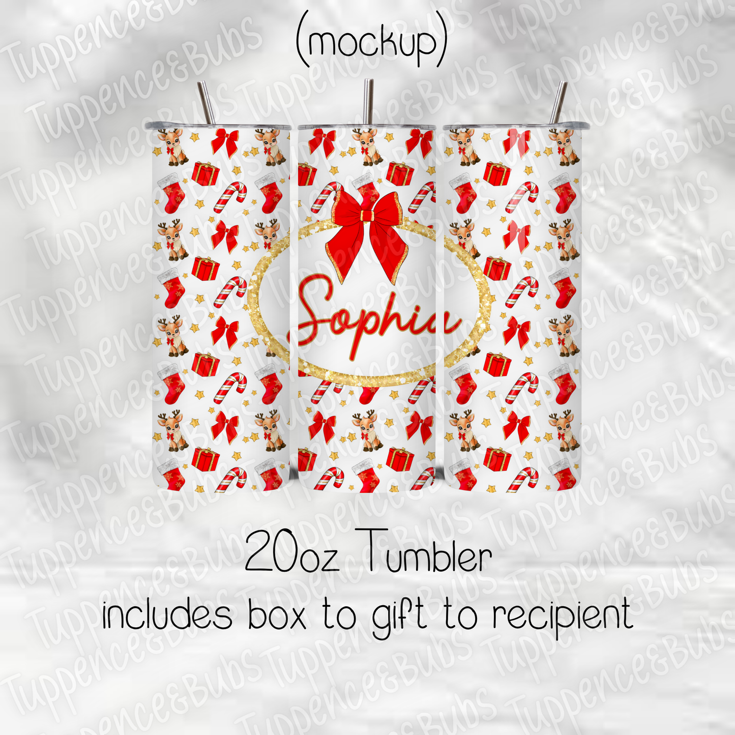 Personalised Reindeer Tumbler - 3 designs
