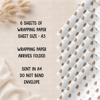 North Pole Christmas Pudding Sack Personalised Wrapping Paper – 5 A3 Sheets