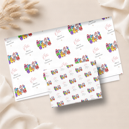 Colourful Christmas Robots Personalised Wrapping Paper – 5 A3 Sheets