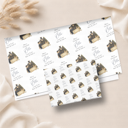 Vintage Steam Train Personalised Christmas Wrapping Paper – 5 A3 Sheets