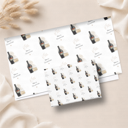 Festive Cream Liqueur Personalised Christmas Wrapping Paper – 5 A3 Sheets
