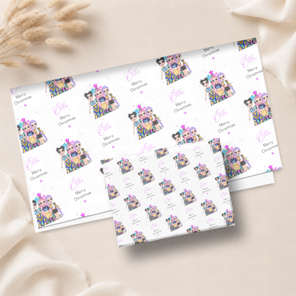 Colourful K Pop Girls Personalised Christmas Wrapping Paper – 5 A3 Sheets