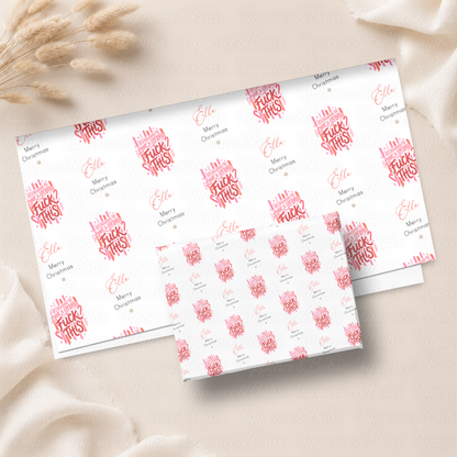 Funny Fuck This Pink Personalised Christmas Wrapping Paper – 5 A3 Sheets